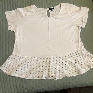 Lane Bryant Cream Eyelet Peplum Blouse
